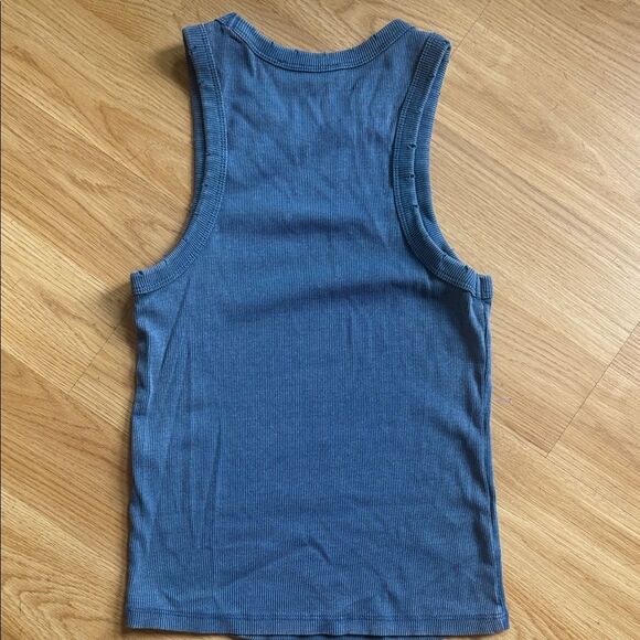 Zara Blue Sleeveless Tank Top Ribbed Size Medium - Picture 3 of 4